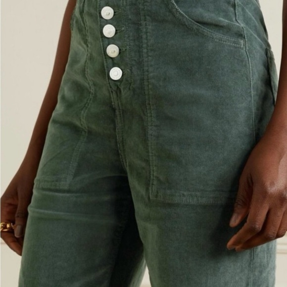 Veronica Beard Crosbie Wide Leg Crop High Rise Corduroy Forest Green Size 26 - Picture 3 of 15